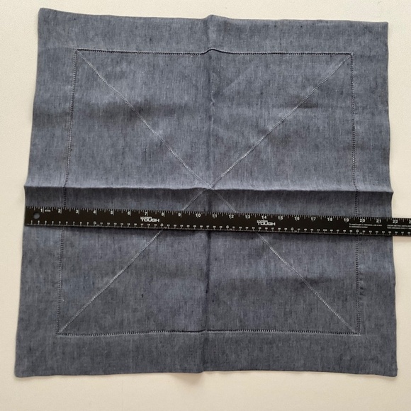 Marchsf Linen Napkin Set of 14 Denim Hemstitch Peter Speliopoulos 21”L x 21”W - Picture 3 of 5